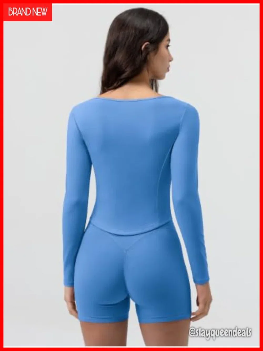 Women Slim Fit Long Sleeve Boat Neck Crop Top Tee Workout Gym Shirt